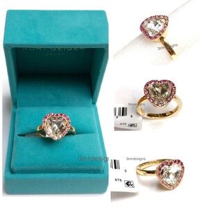 NWT KURT GEIGER LONDON🩷Halo Gold Plated Pink Glass Crystals Ring